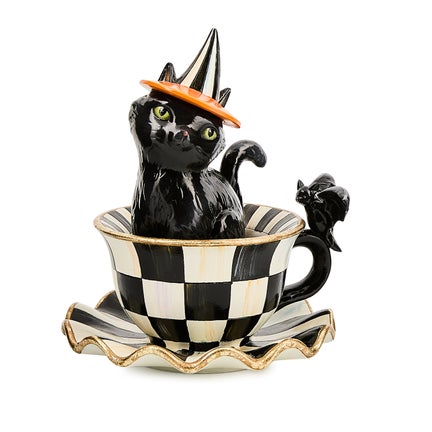 Courtly Check Teacup Cat Decor