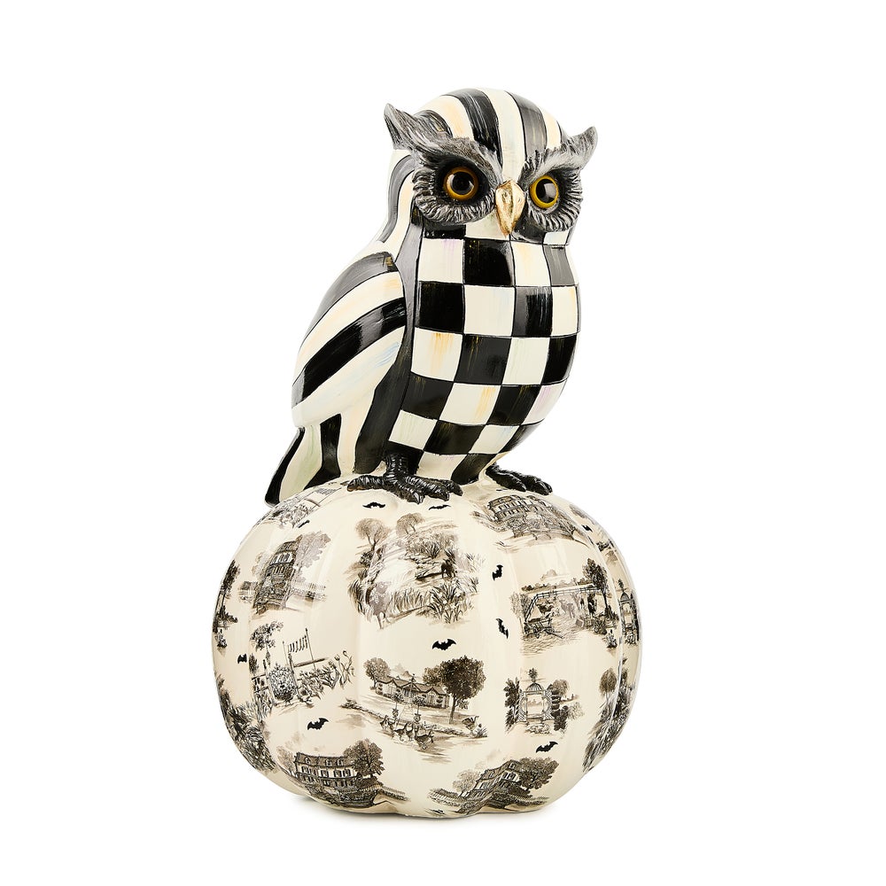 Courtly Owl on Toile Pumpkin mackenzie-childs Panama imagen 1