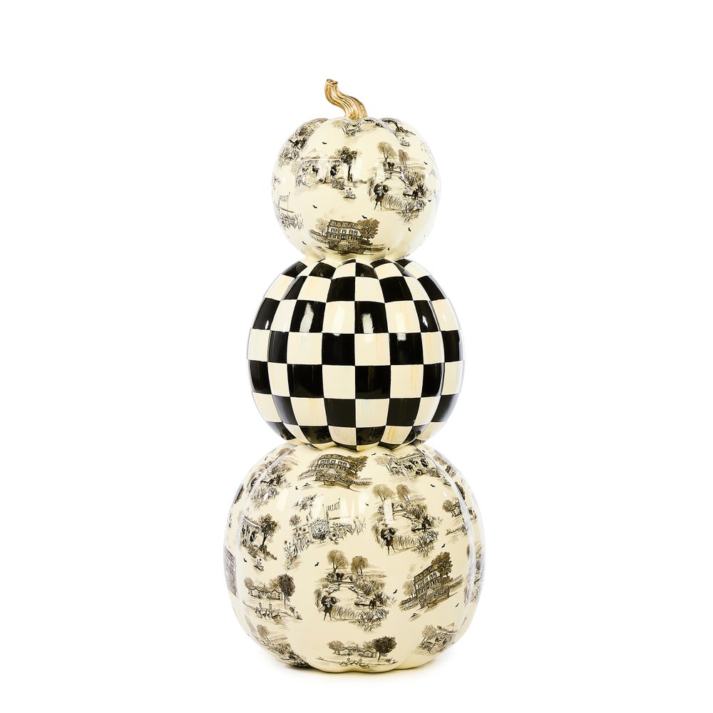 Black Toile Pumpkin Outdoor Trophy mackenzie-childs Panama imagen 1 Black Toile Pumpkin Outdoor Trophy mackenzie-childs Panama imagen 1