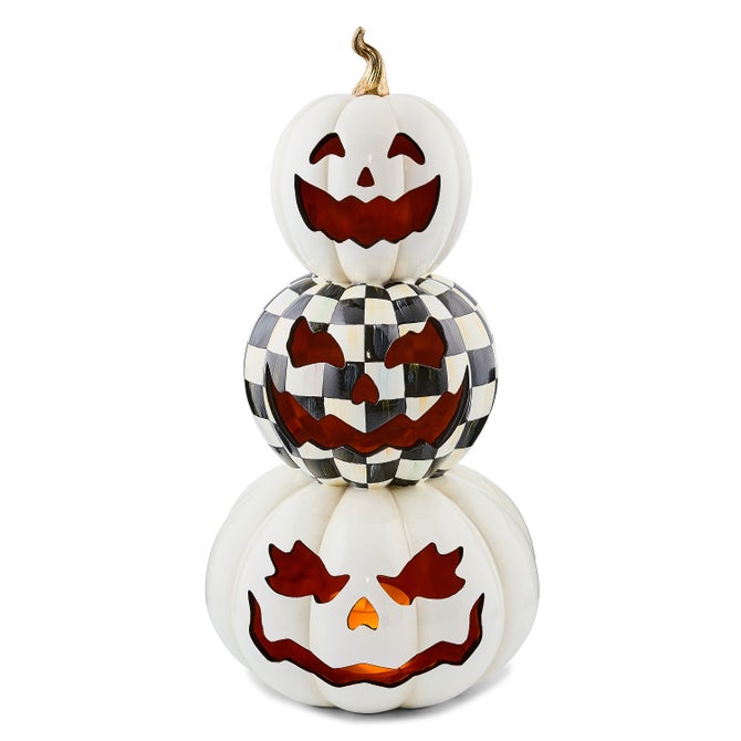 Courtly Check Stacked Illuminated Pumpkins image number 2