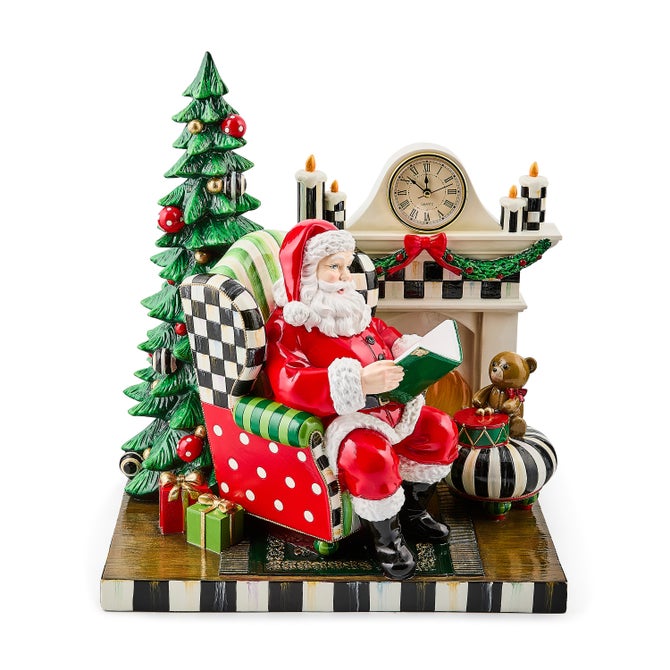 Check It Out Santa by Fireplace Illuminated Figurine image number 1