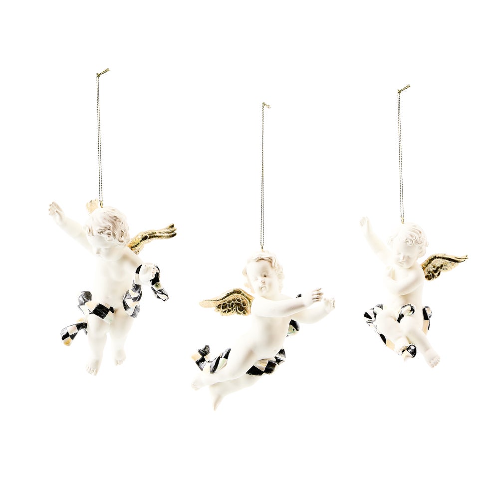 Courtly Noel Cherub Ornaments, Set of 3 mackenzie-childs Panama imagen 1
