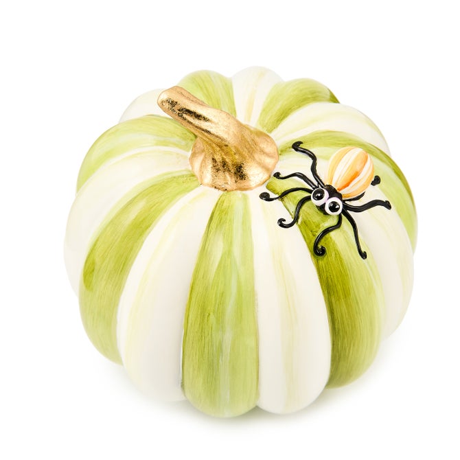 Fergal's Friend Spider on Mini Moss Stripe Pumpkin image number 1