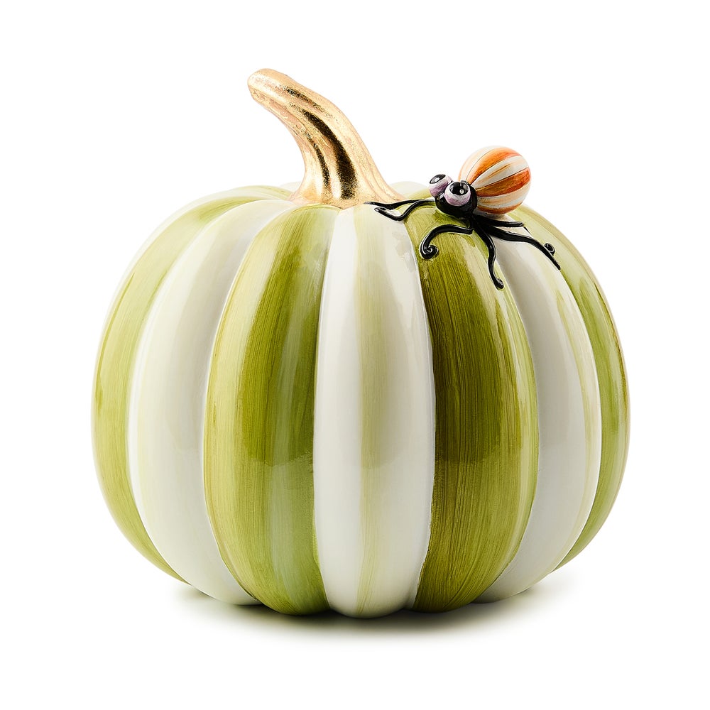 Fergal's Friend Spider on Small Moss Stripe Pumpkin mackenzie-childs Panama imagen 1