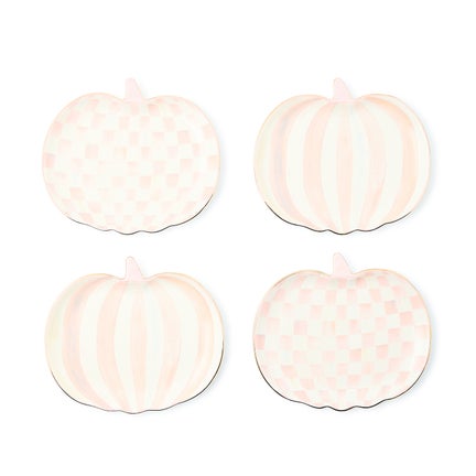 Rosy Check Pumpkin Ceramic Dessert Plates, Set of 4