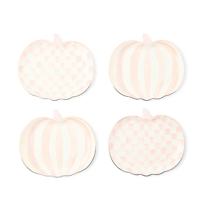 Rosy Check Pumpkin Ceramic Dessert Plates, Set of 4 image number 0