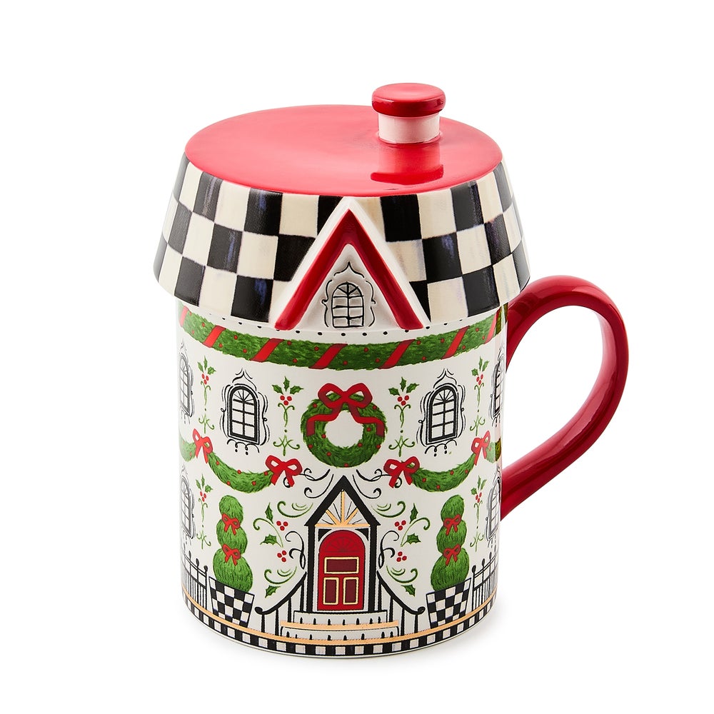 Holly Village Ceramic Lidded Mug mackenzie-childs Panama imagen 1
