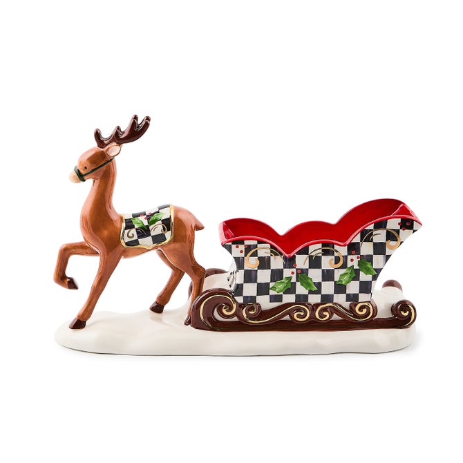 Holly Deer Sleigh Ceramic Candy Dish image number 1