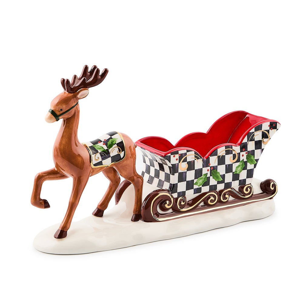 Holly Deer Sleigh Ceramic Candy Dish mackenzie-childs Panama imagen 1
