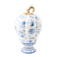 Royal Autumn Toile Tall Pedestal Pumpkin