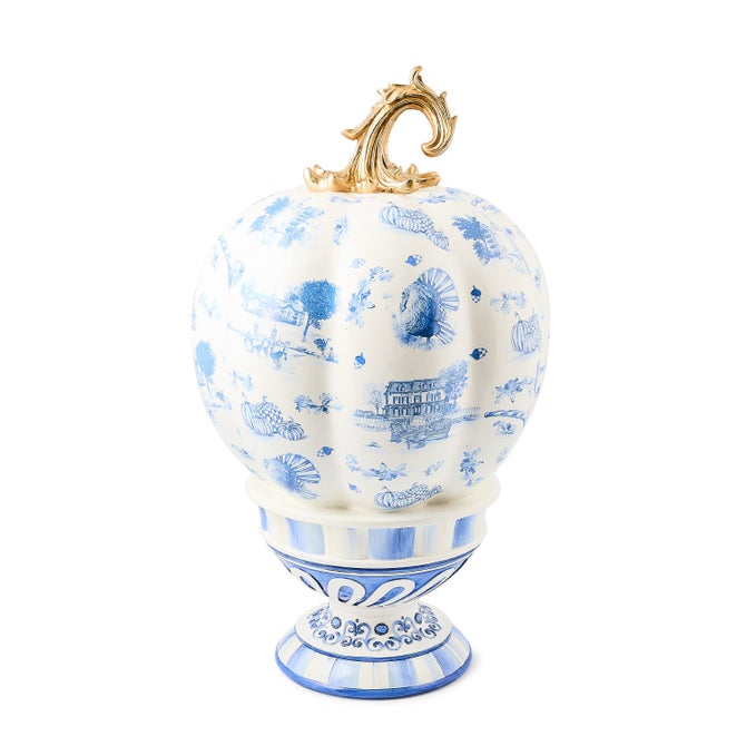 Royal Autumn Toile Tall Pedestal Pumpkin image number 0