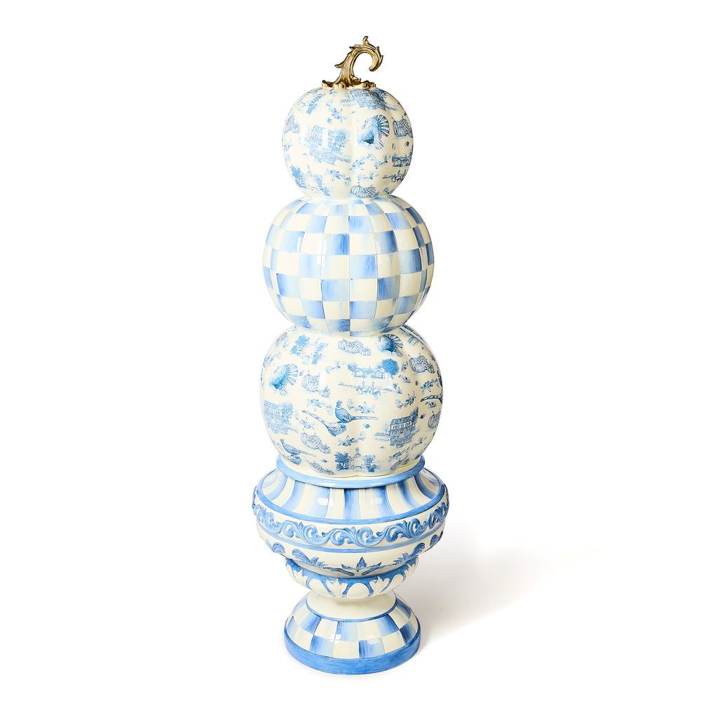 Royal Autumn Toile Stacked Pumpkin Trophy Urn mackenzie-childs Panama imagen 1