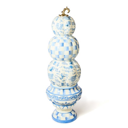 Royal Autumn Toile Stacked Pumpkin Trophy Urn