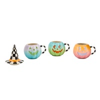 Trick or Treat Lidded Pumpkin Mug Tower, Set of 3