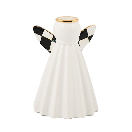 Courtly Noel Short Ceramic Angel Candle Holder