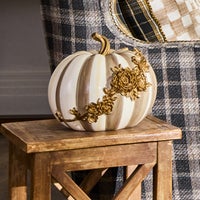 Mocha Stripe Floral Garland Pumpkin