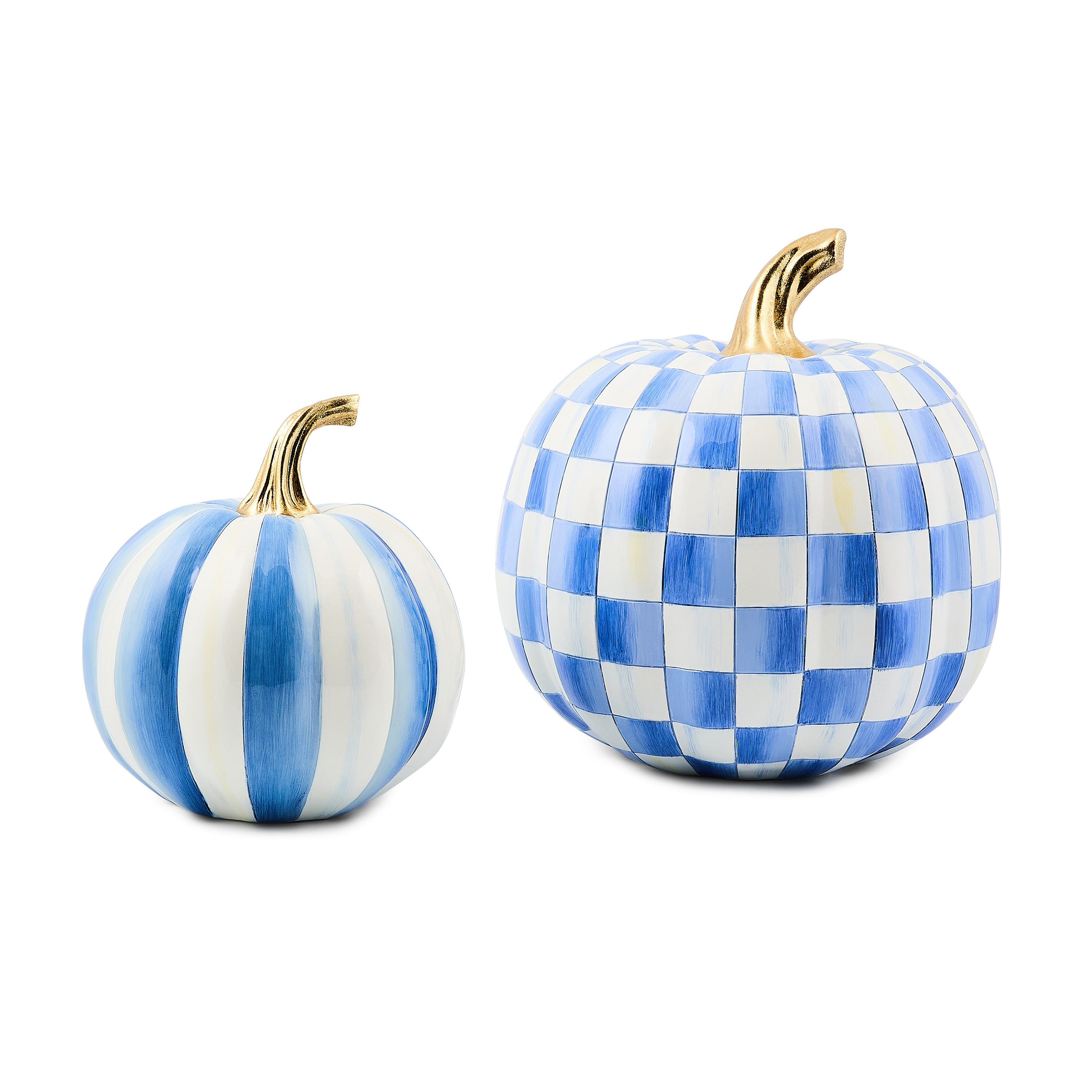 Classic Royal Stripe Small & Check Medium Pumpkin Set