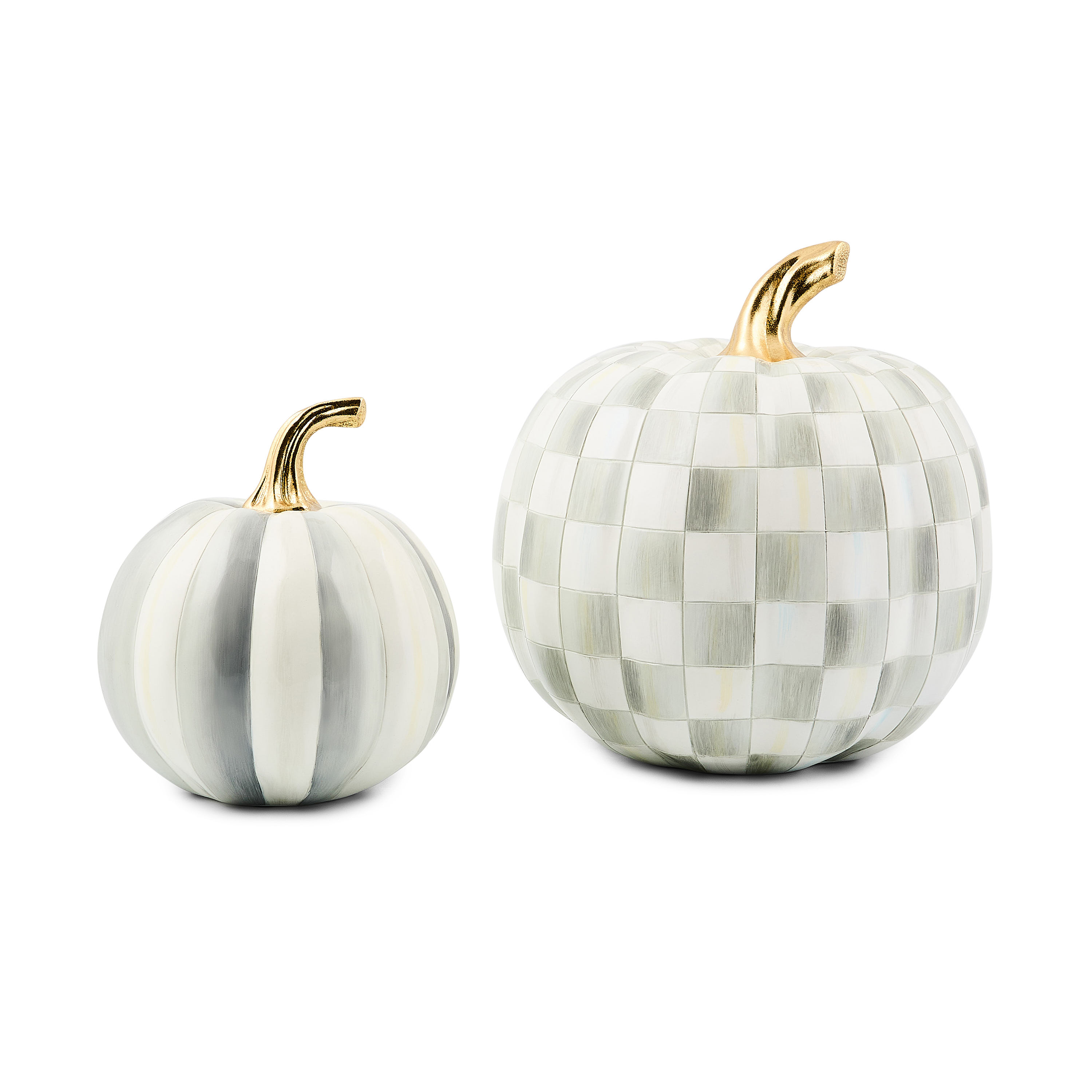Classic Sterling Stripe Small & Check Medium Pumpkin Set