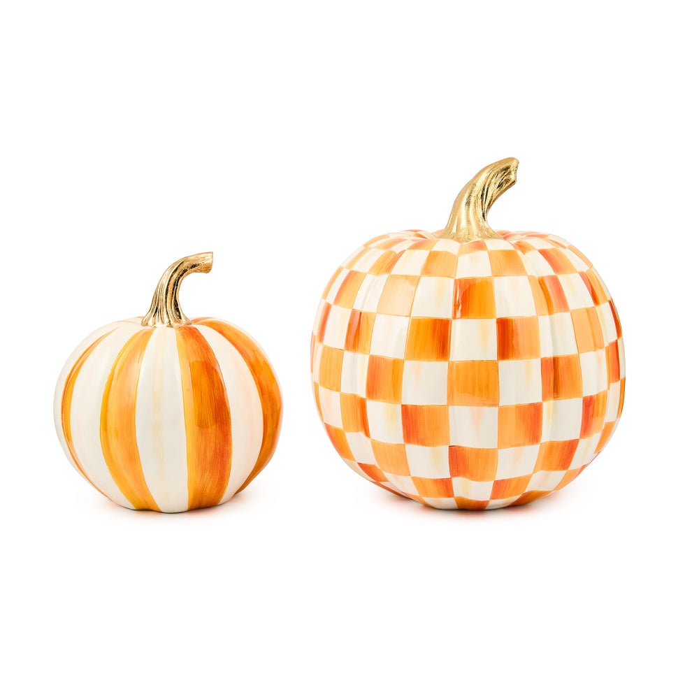 Classic Orange Stripe Small & Check Medium Pumpkin Set mackenzie-childs Panama imagen 1