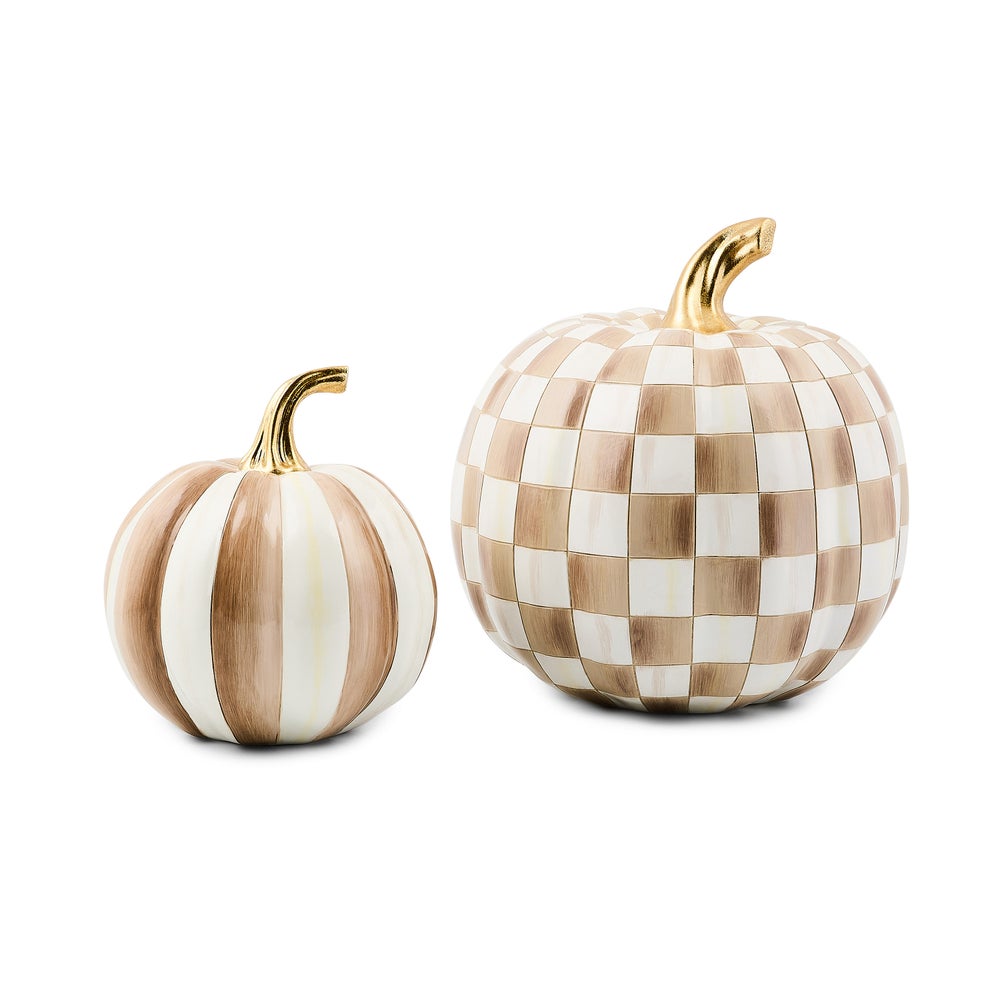 Classic Mocha Stripe Small & Check Medium Pumpkin Set mackenzie-childs Panama imagen 1