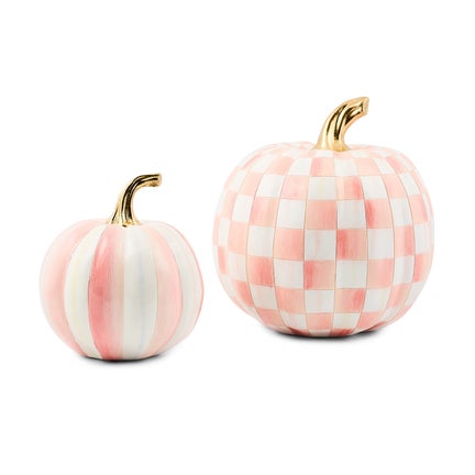 Classic Rosy Stripe Small & Check Medium Pumpkin Set