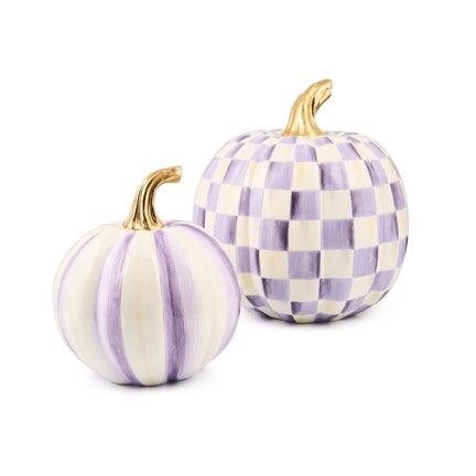Classic Violet Stripe Small & Check Medium Pumpkin Set