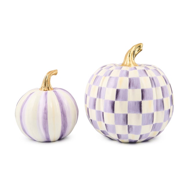 Classic Violet Stripe Small & Check Medium Pumpkin Set image number 0