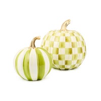Classic Moss Stripe Small & Check Medium Pumpkin Set