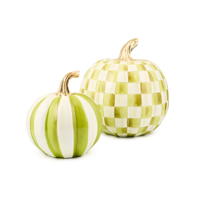 Classic Moss Stripe Small & Check Medium Pumpkin Set image number 1