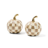 Classic Mocha Check Mini Pumpkin Set of 2