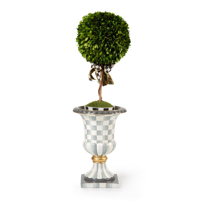 Sterling Check Pedestal Tabletop Urn image number 1