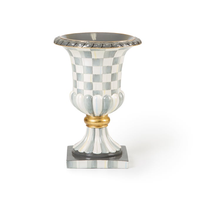 Sterling Check Pedestal Tabletop Urn image number 0