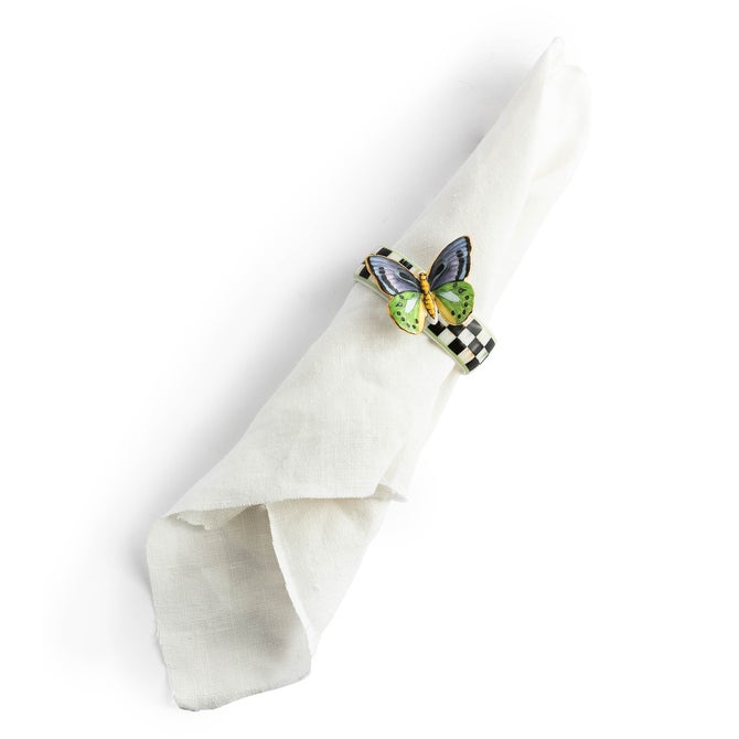 Butterfly Toile Napkin Rings, Set of 4 image number 0