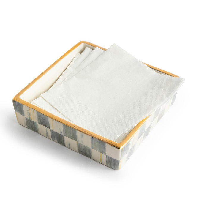 Sterling Check Cocktail Napkin Holder image number 1