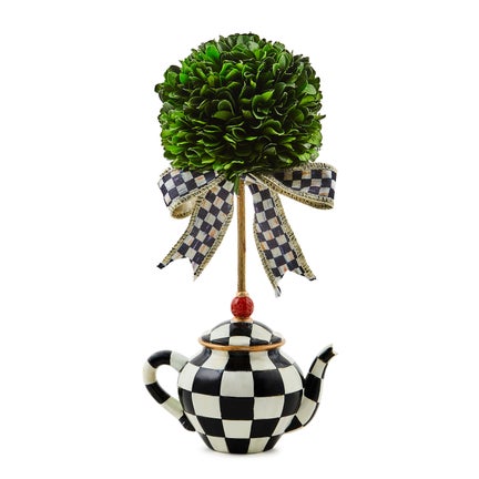 Courtly Check Teapot Boxwood Topiary