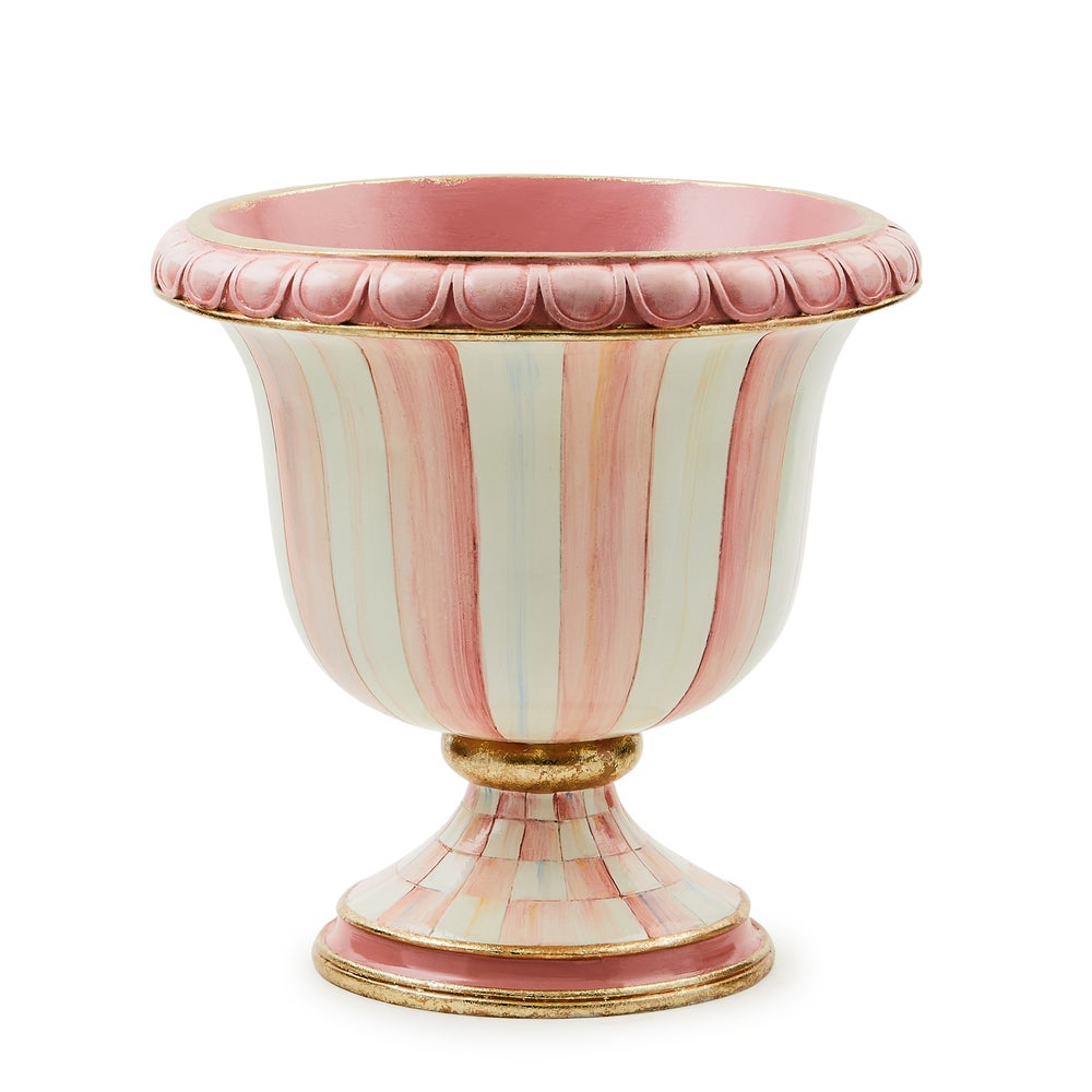 Rosy Stripe Tabletop Urn mackenzie-childs Panama imagen 1 Rosy Stripe Tabletop Urn mackenzie-childs Panama imagen 1