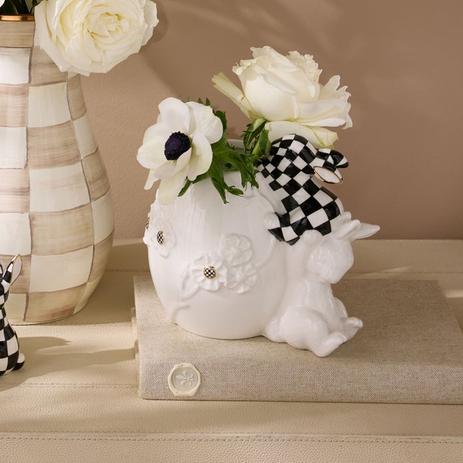 White Rabbit Ceramic Climbing Bunnies Vase image number 1