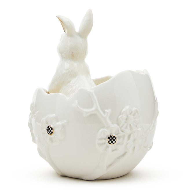 White Rabbit Ceramic Cracked Egg Bunny Bowl image number 1