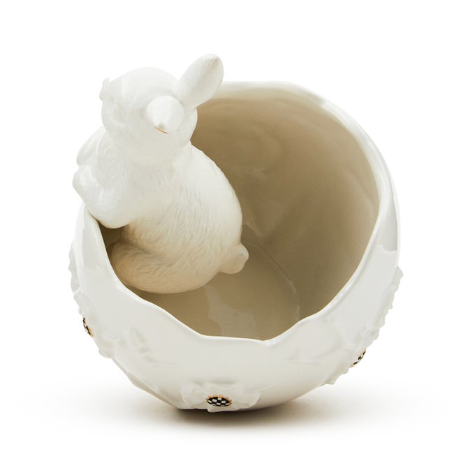 White Rabbit Ceramic Cracked Egg Bunny Bowl image number 2