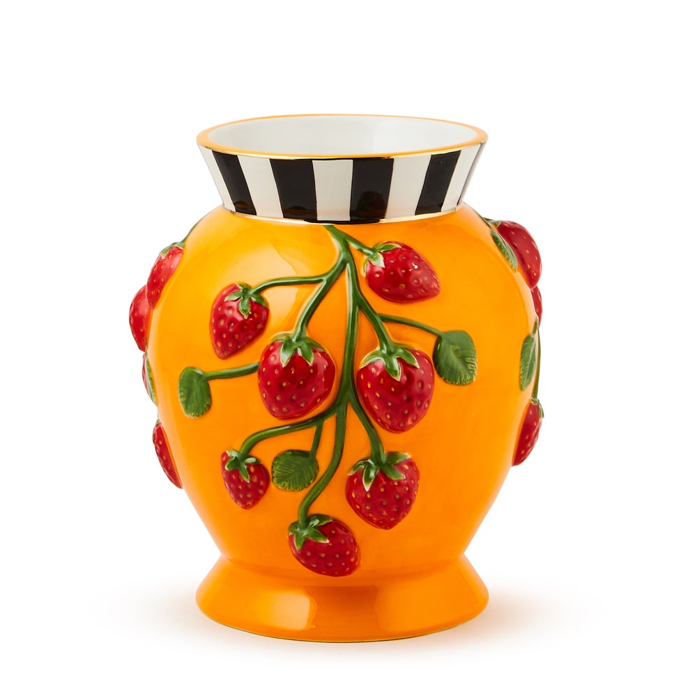 Tutti Frutti Strawberry Vase mackenzie-childs Panama imagen 1 Tutti Frutti Strawberry Vase mackenzie-childs Panama imagen 1