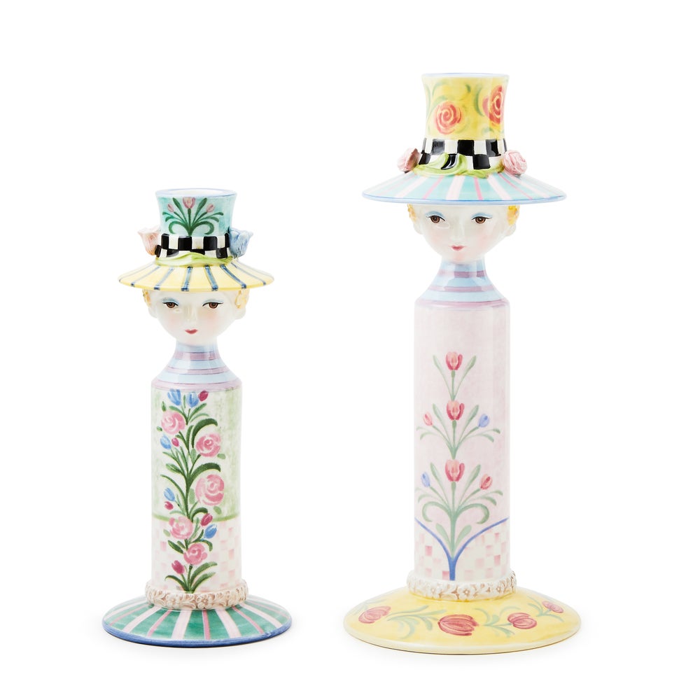 Rosy Meadow Lady Candle Holders, Set of 2 mackenzie-childs Panama imagen 1 Rosy Meadow Lady Candle Holders, Set of 2 mackenzie-childs Panama imagen 1