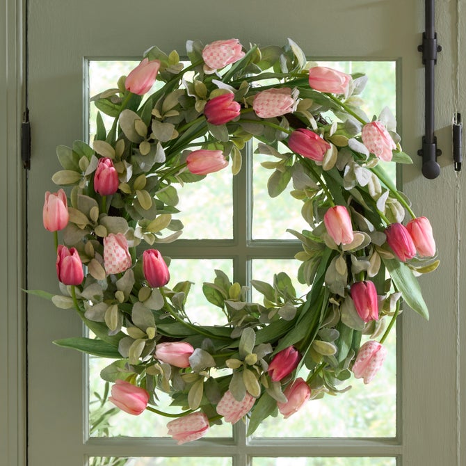 Rosy Check Tulip 28" Wreath image number 5