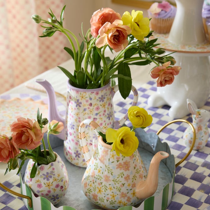 Posie Patch Ceramic Teapot Vases, Set of 2 image number 1