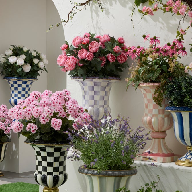 Violet Check Pedestal Urn image number 4