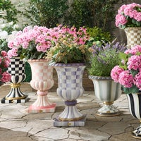 Violet Check Pedestal Urn