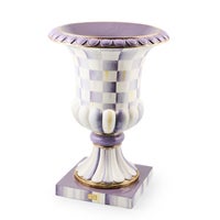 Violet Check Pedestal Urn