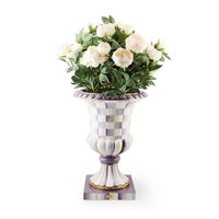 Violet Check Pedestal Urn