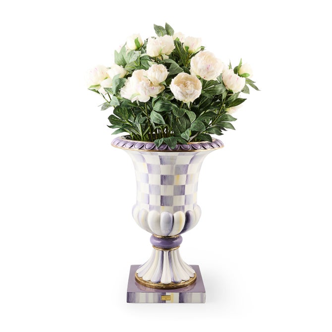 Violet Check Pedestal Urn image number 2