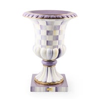 Violet Check Pedestal Urn