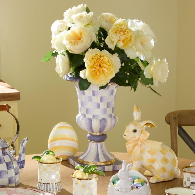 Violet Check Tabletop Pedestal Urn image number 1